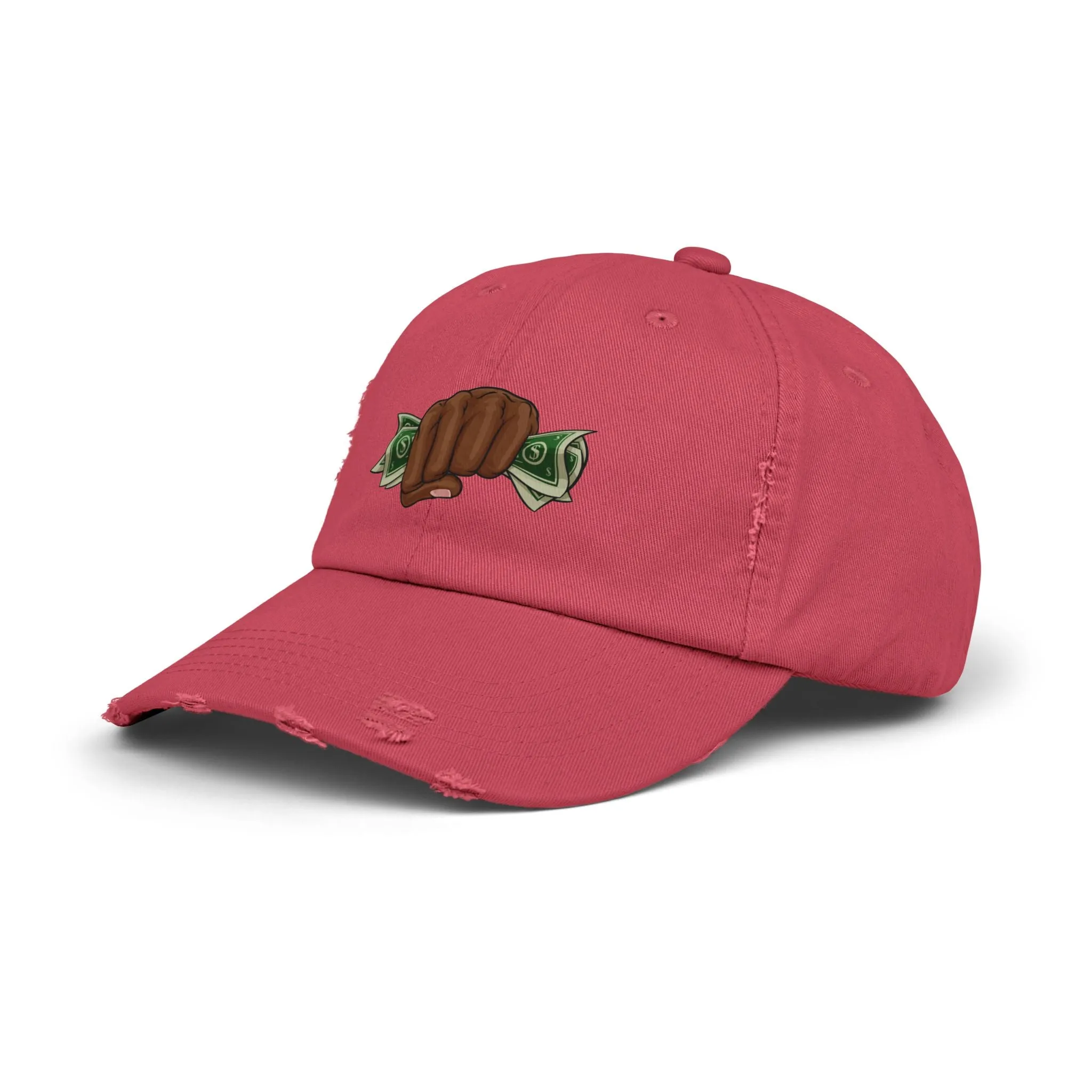 Unisex Distressed Cap - Fist & Cash Design