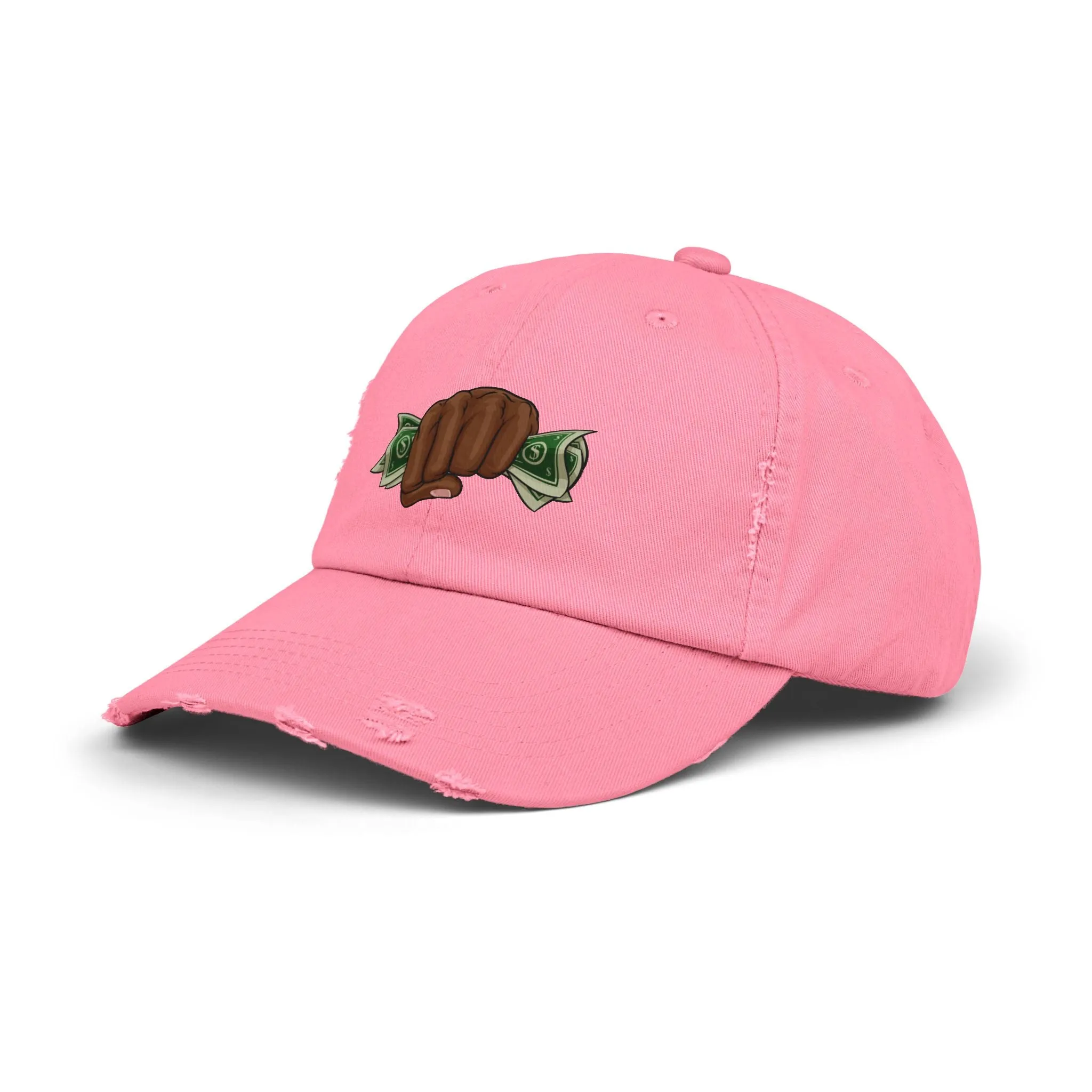 Unisex Distressed Cap - Fist & Cash Design