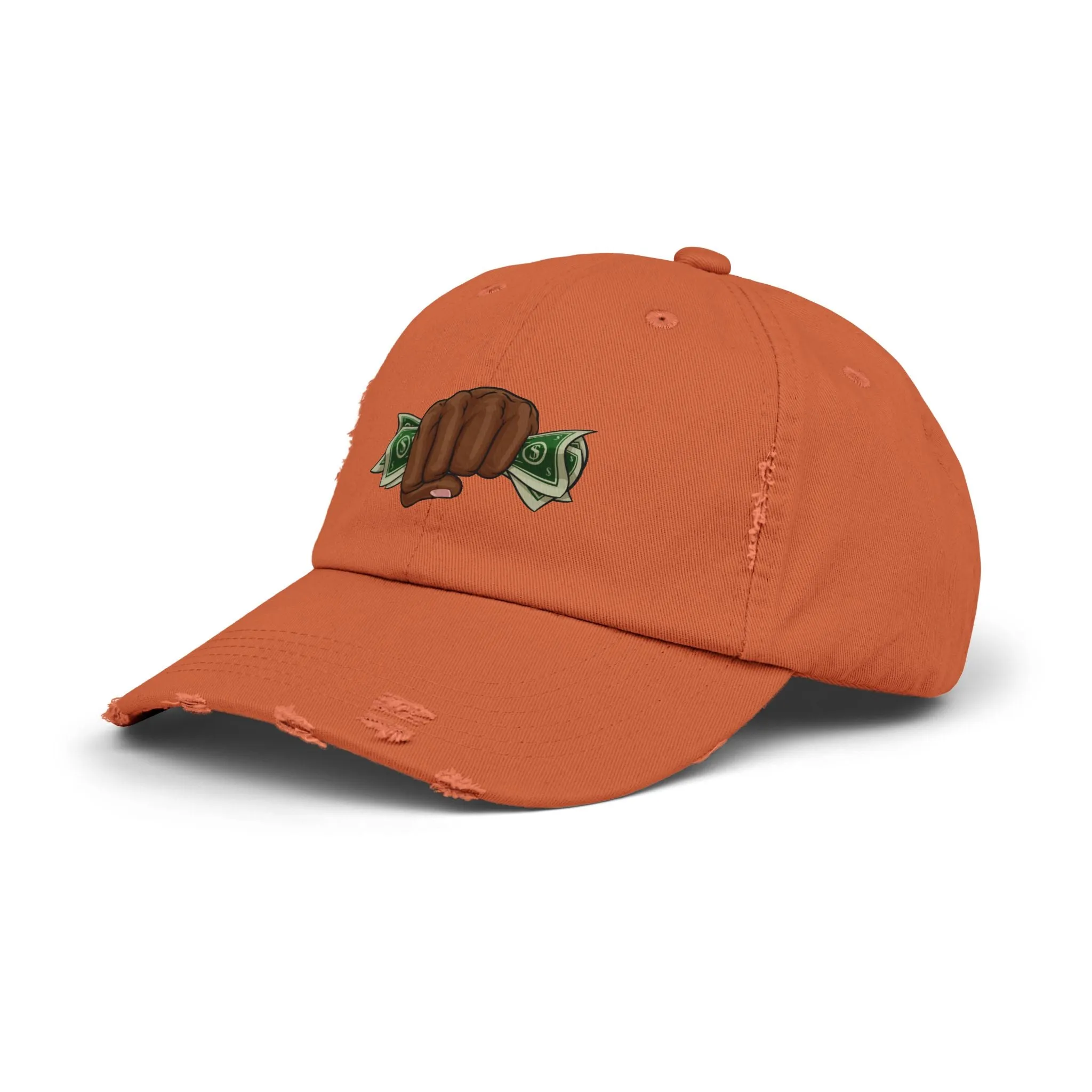 Unisex Distressed Cap - Fist & Cash Design