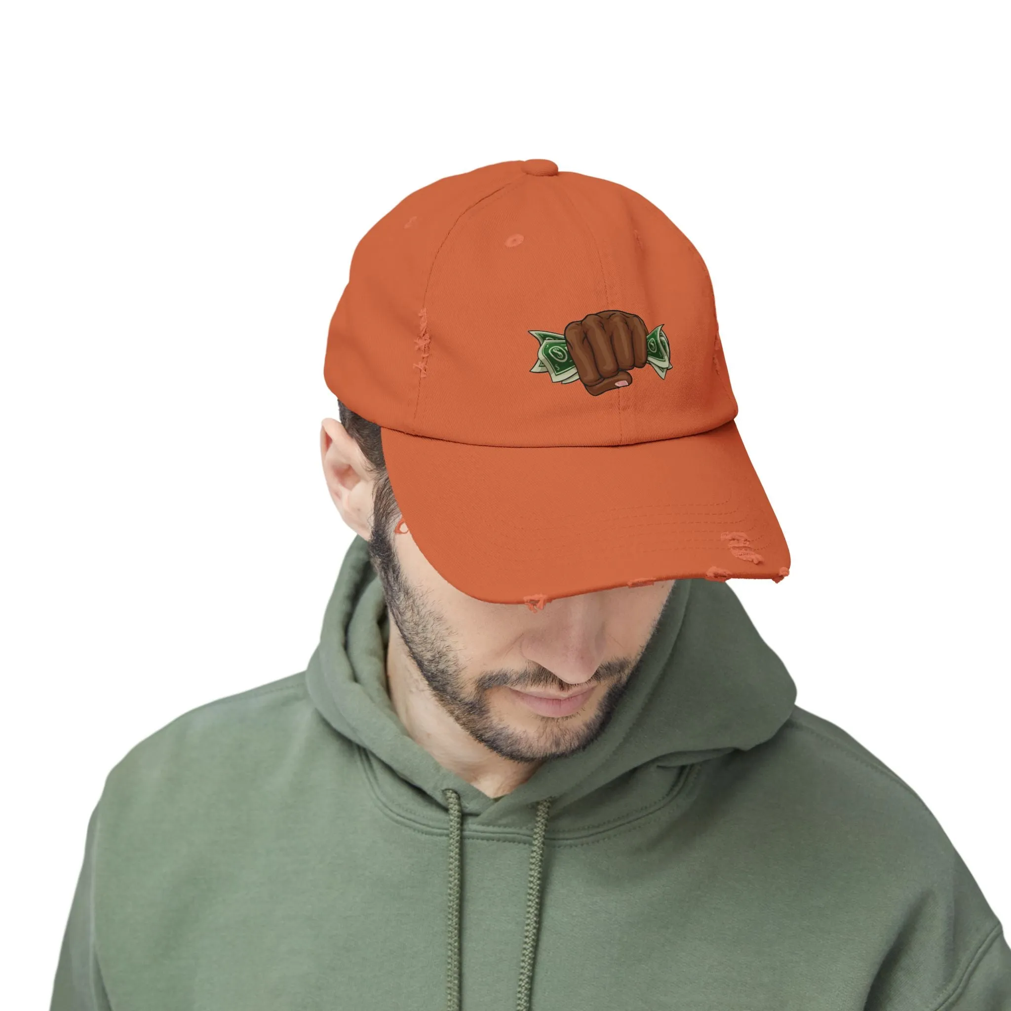 Unisex Distressed Cap - Fist & Cash Design