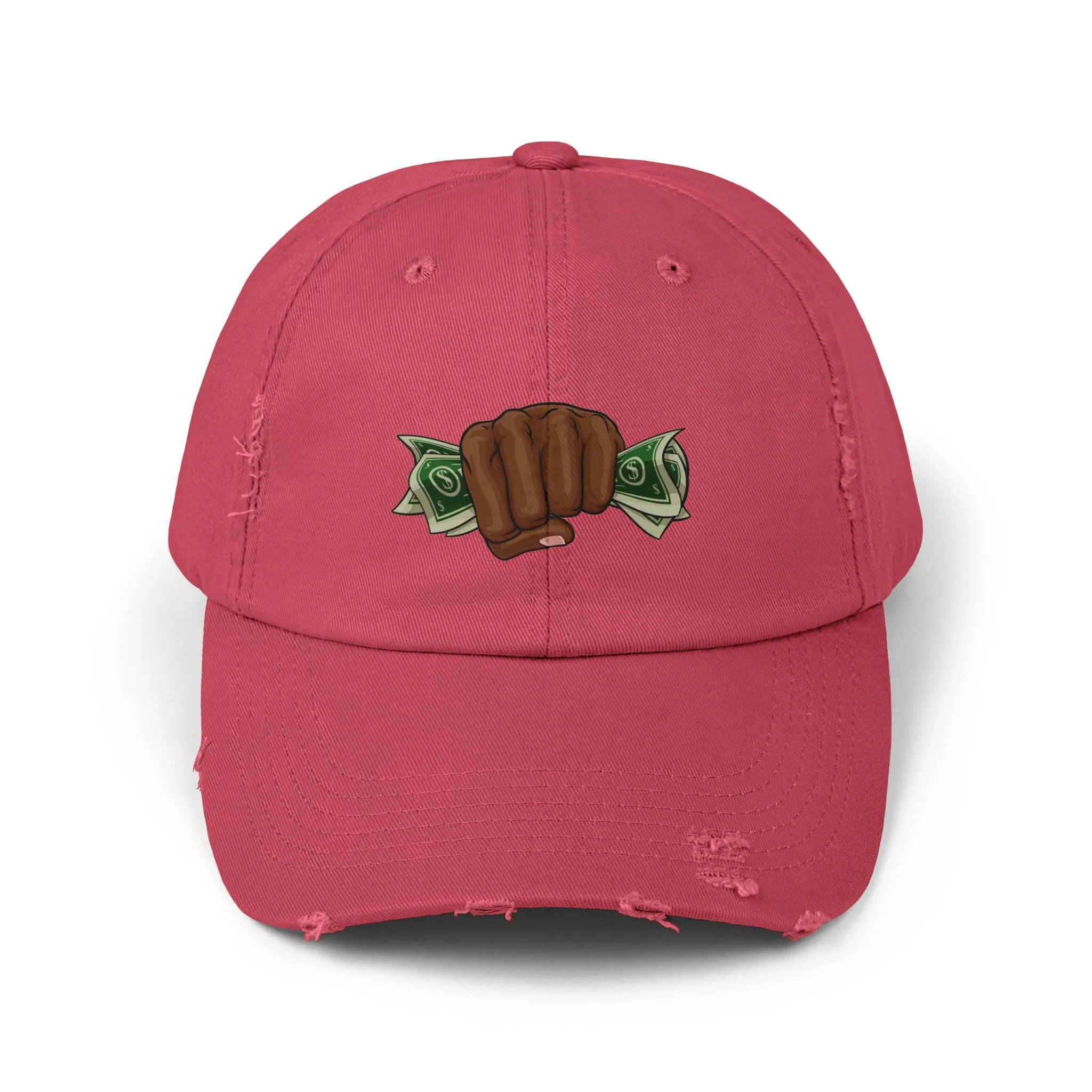 Unisex Distressed Cap - Fist & Cash Design