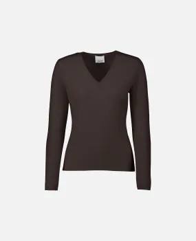 V-Pullover aus Cashmere in Braun