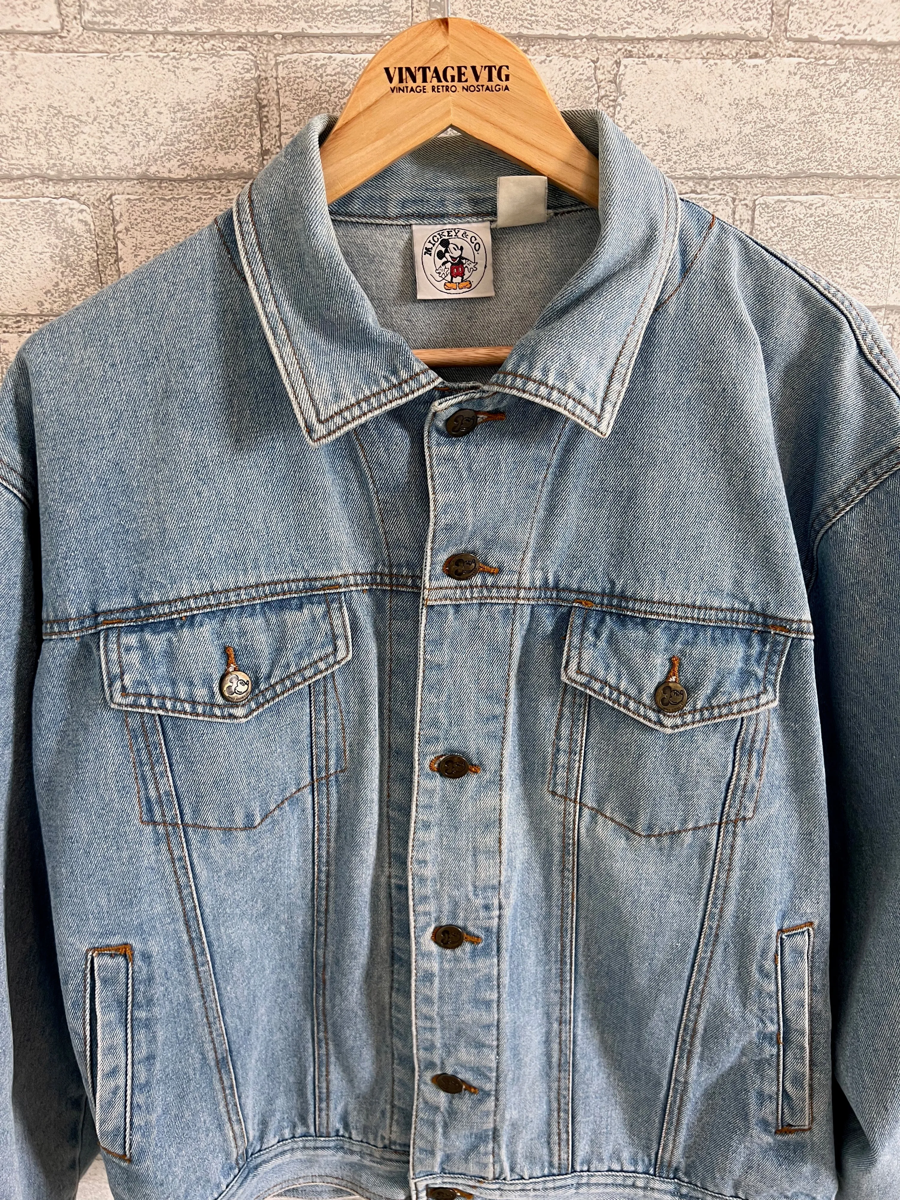 Vintage 90s Disney Denim Jacket.  Mickey & CO on back