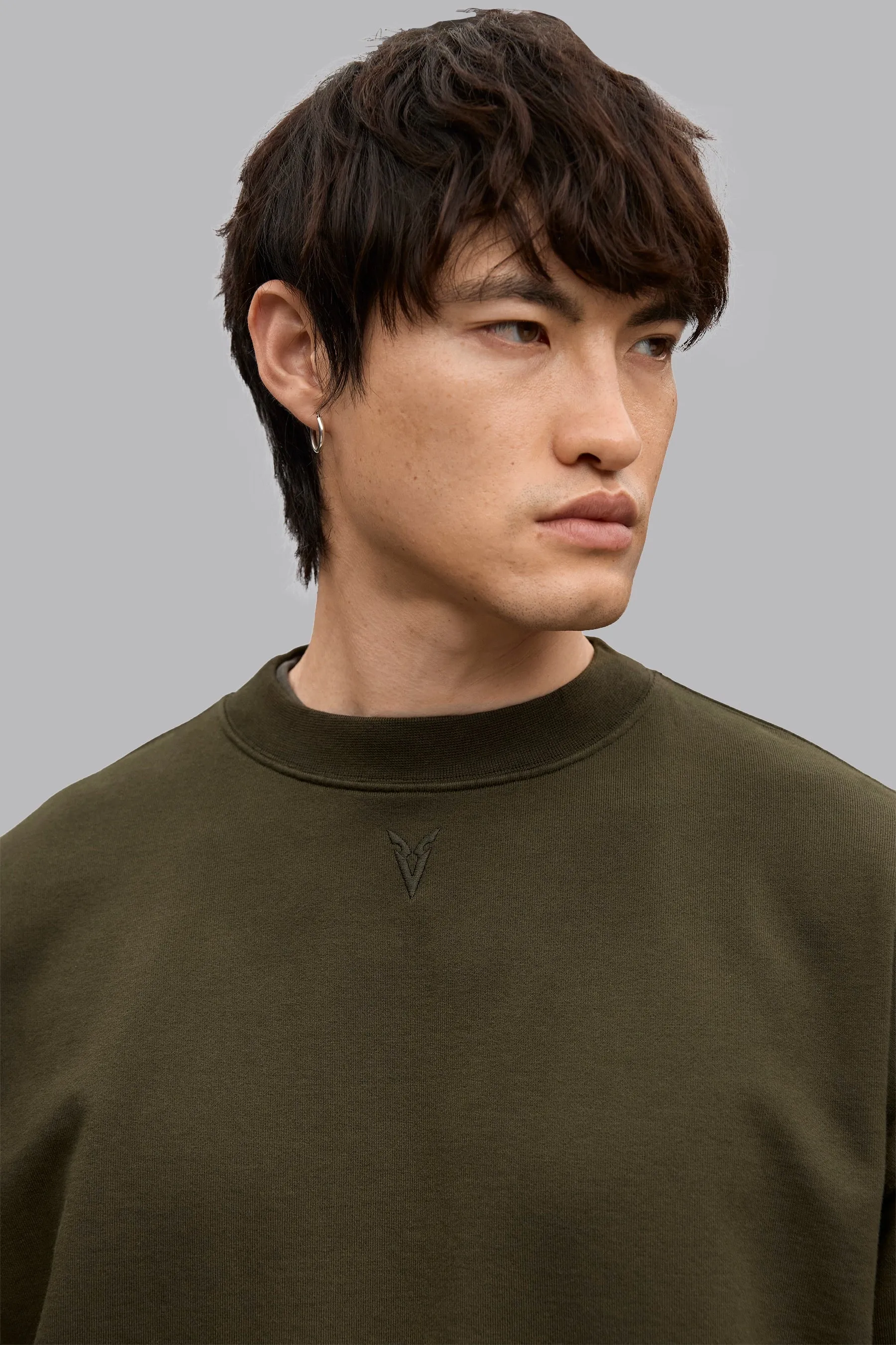 V_LYFE420 BOXY SWEATER - Khaki