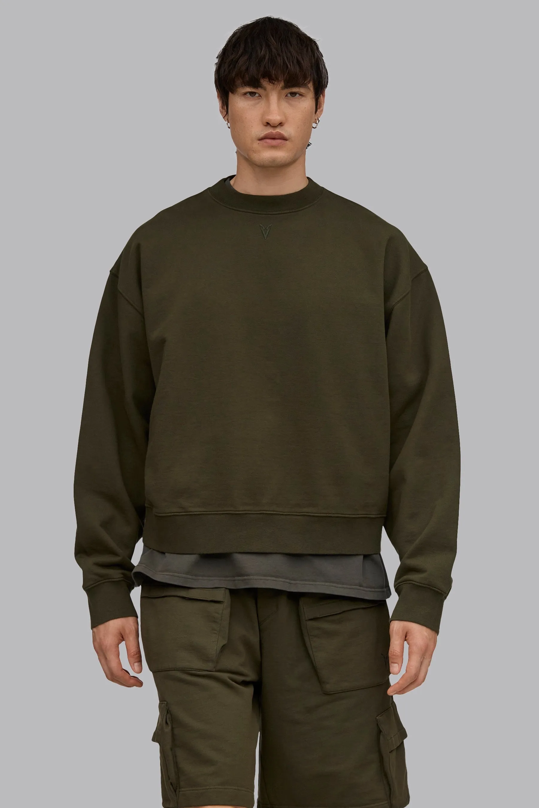 V_LYFE420 BOXY SWEATER - Khaki