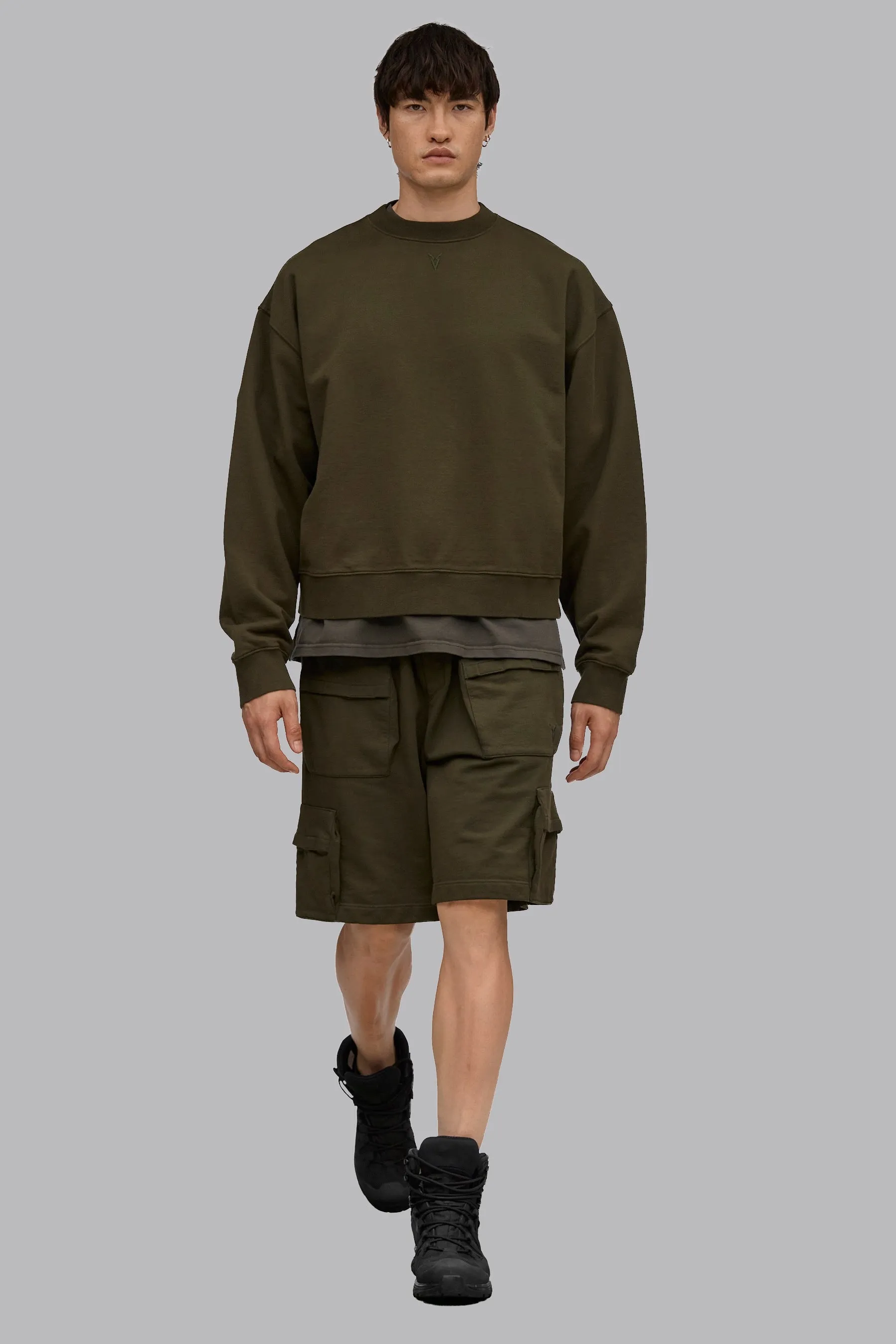 V_LYFE420 BOXY SWEATER - Khaki