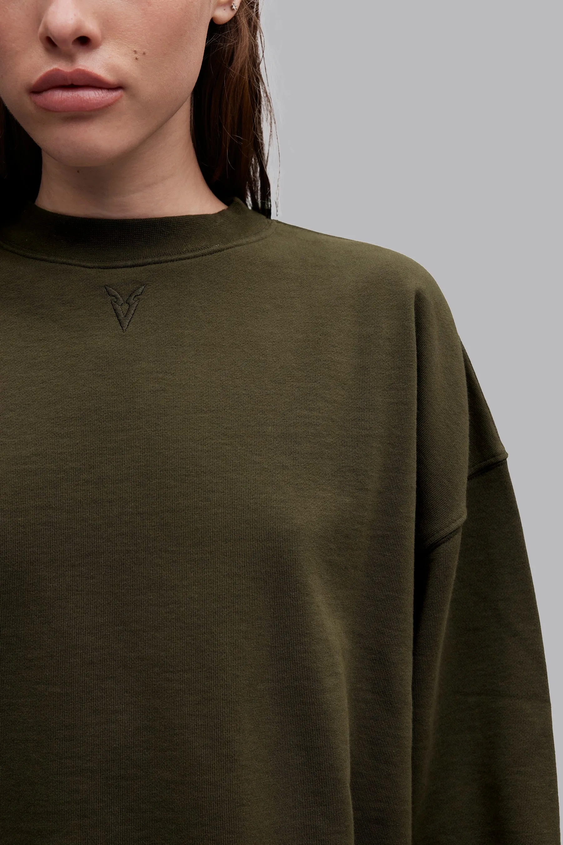 V_LYFE420 BOXY SWEATER - Khaki