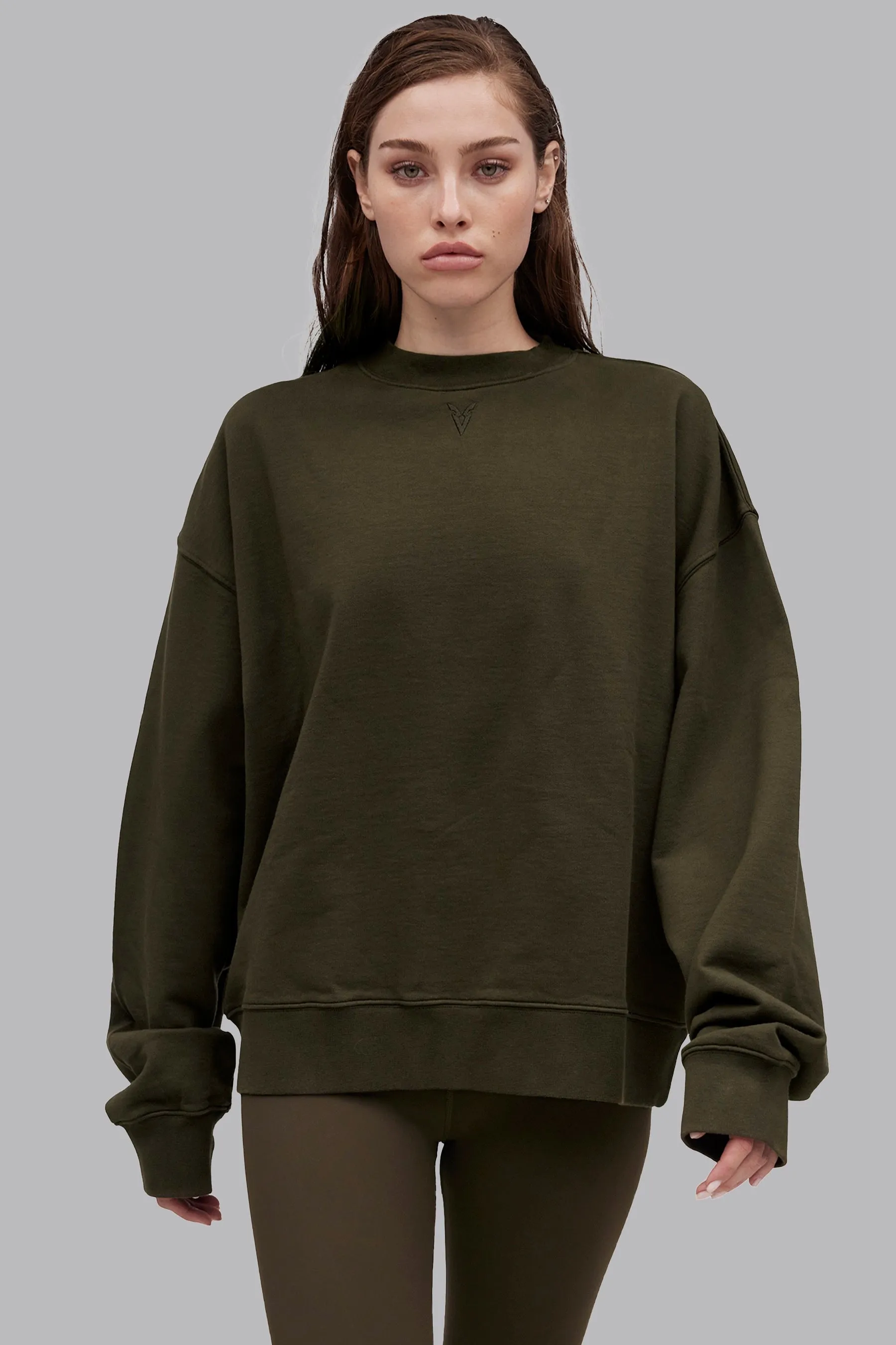 V_LYFE420 BOXY SWEATER - Khaki