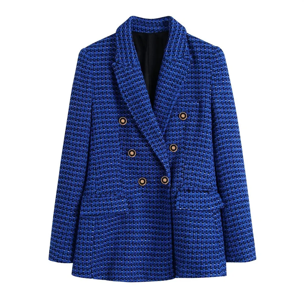 Women 2022 Jacket Solid Color Blazers Long Sleeve Double Breasted Pocket Suit Fashion Women Jacket Blazer Hot Flmale Suits